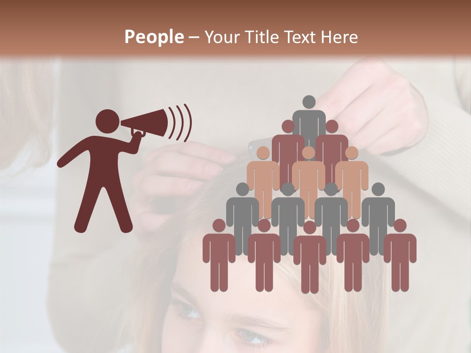 A Woman Cutting A Little Girl's Hair With Scissors PowerPoint Template