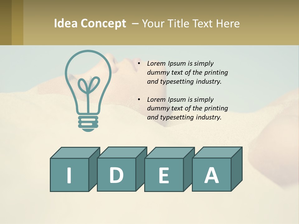 A Woman Laying In The Sand With Her Eyes Closed PowerPoint Template