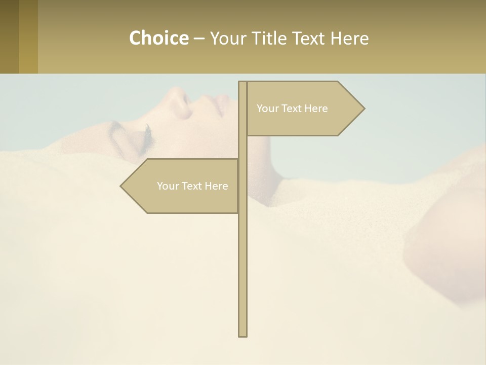A Woman Laying In The Sand With Her Eyes Closed PowerPoint Template