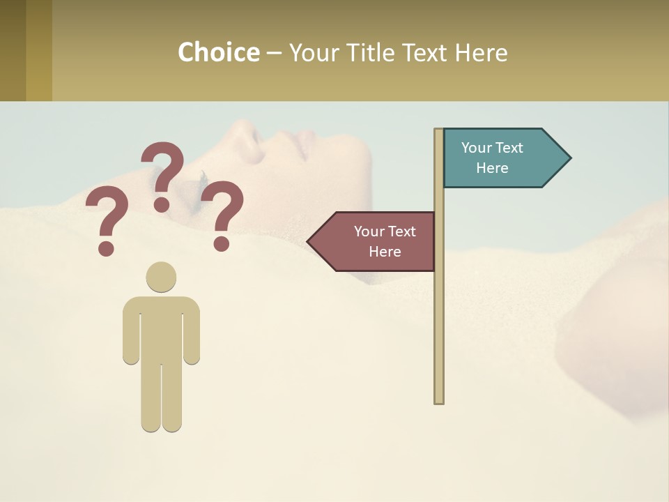 A Woman Laying In The Sand With Her Eyes Closed PowerPoint Template