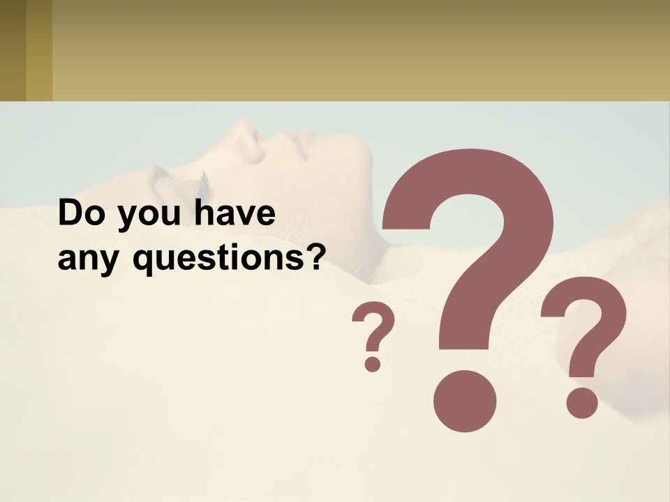 A Woman Laying In The Sand With Her Eyes Closed PowerPoint Template