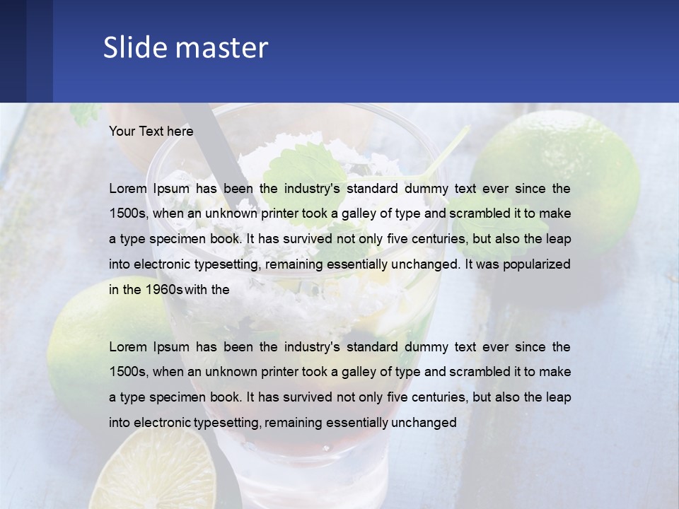 A Drink With Limes And Ice On A Wooden Table PowerPoint Template