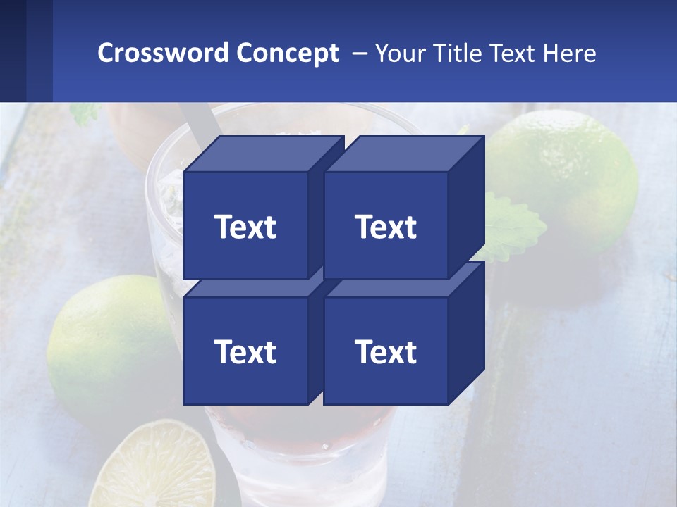 A Drink With Limes And Ice On A Wooden Table PowerPoint Template