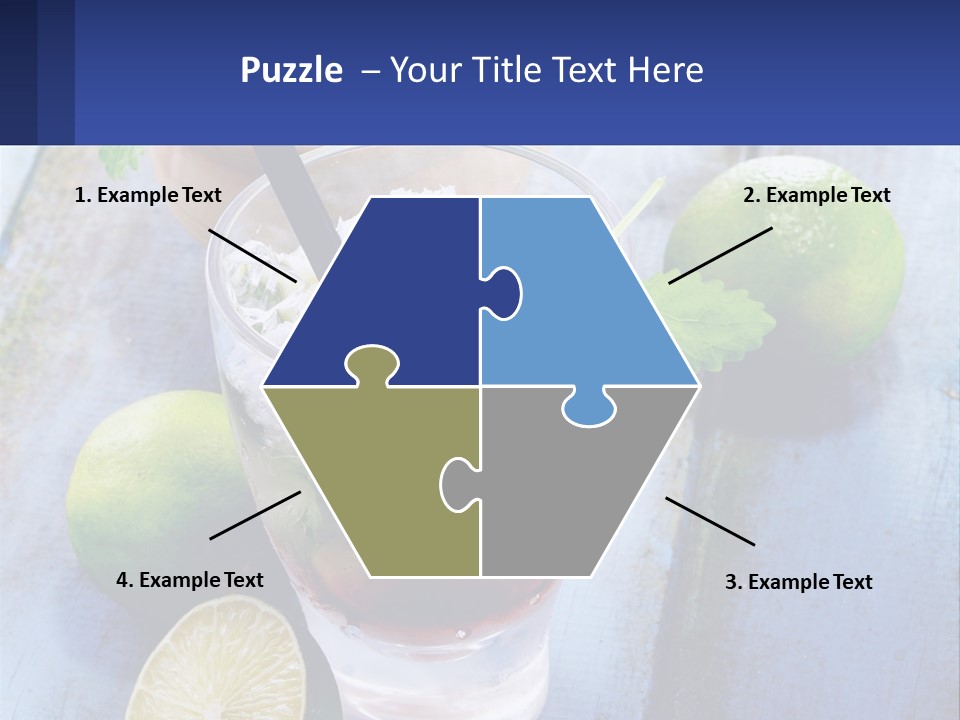 A Drink With Limes And Ice On A Wooden Table PowerPoint Template