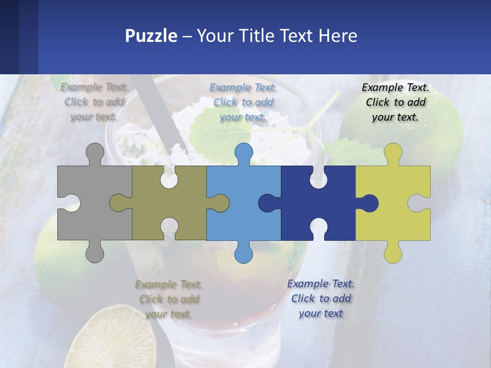 A Drink With Limes And Ice On A Wooden Table PowerPoint Template