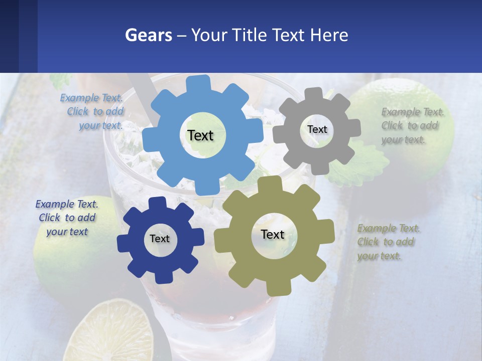 A Drink With Limes And Ice On A Wooden Table PowerPoint Template