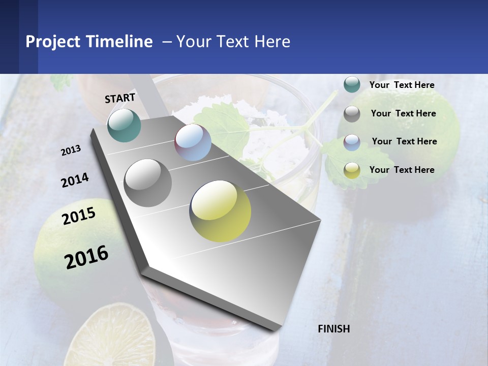 A Drink With Limes And Ice On A Wooden Table PowerPoint Template