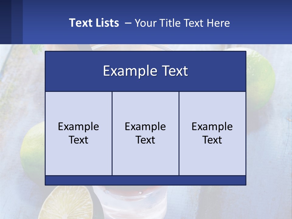 A Drink With Limes And Ice On A Wooden Table PowerPoint Template