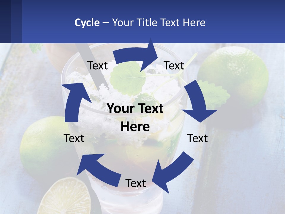 A Drink With Limes And Ice On A Wooden Table PowerPoint Template