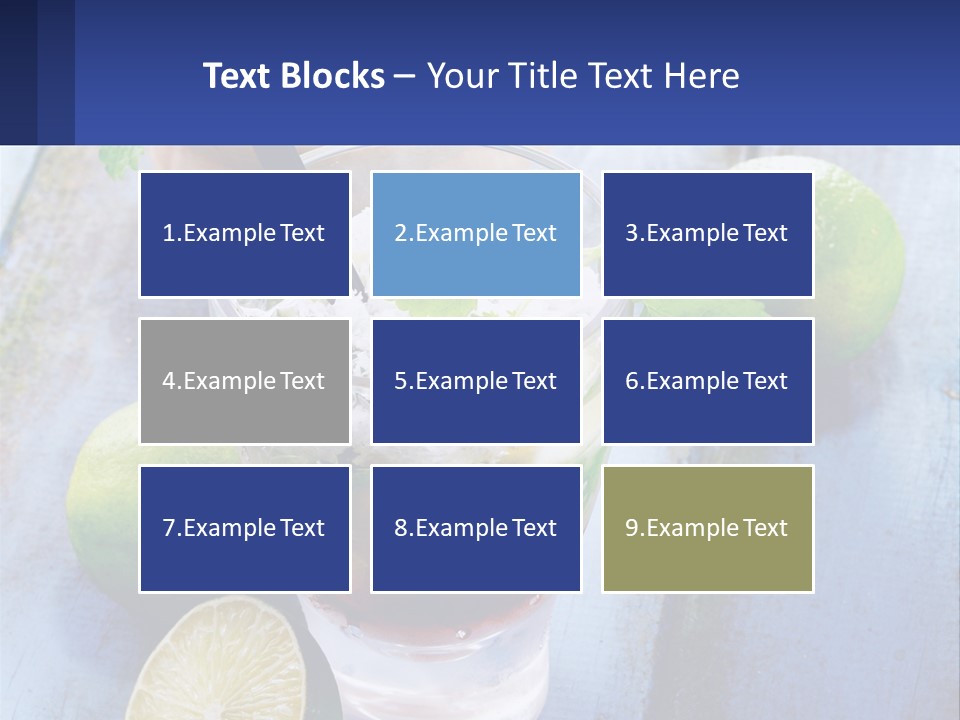 A Drink With Limes And Ice On A Wooden Table PowerPoint Template