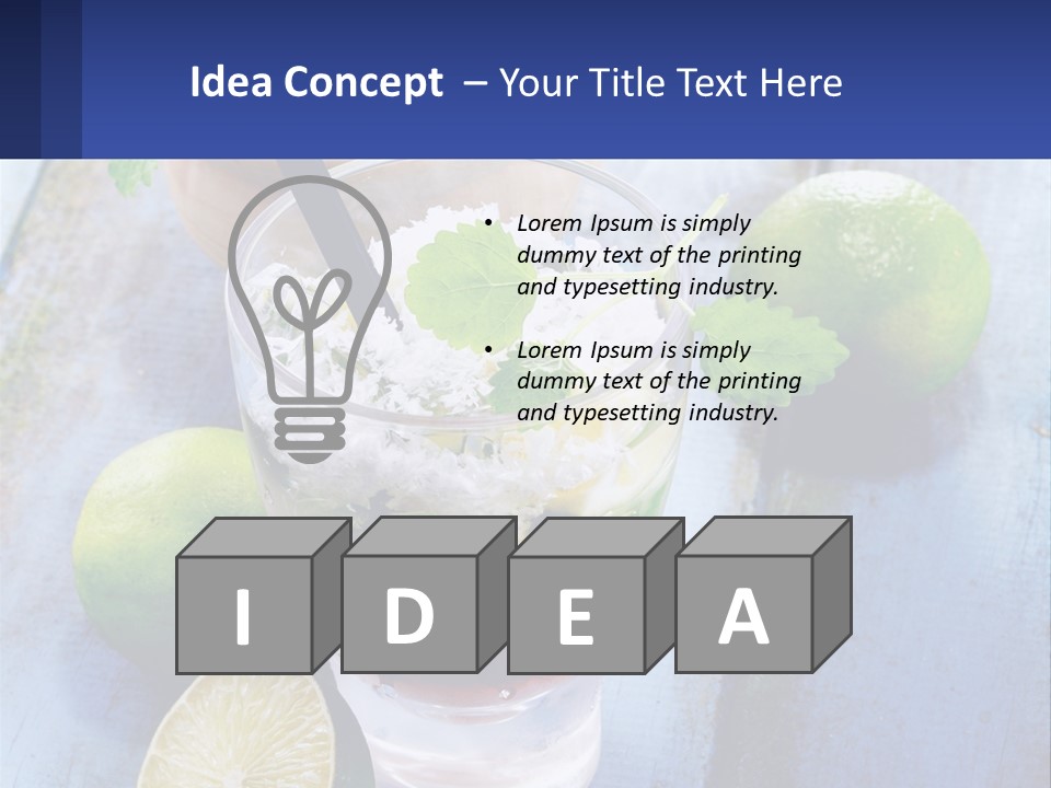 A Drink With Limes And Ice On A Wooden Table PowerPoint Template