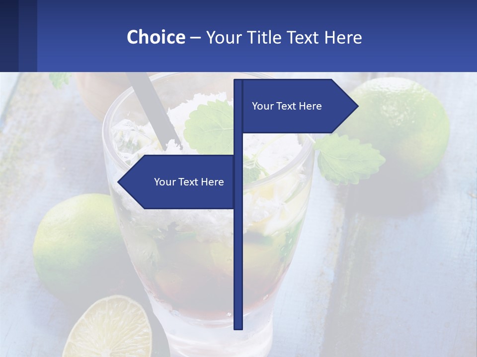 A Drink With Limes And Ice On A Wooden Table PowerPoint Template