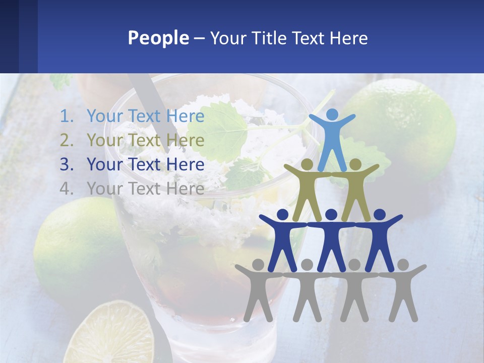 A Drink With Limes And Ice On A Wooden Table PowerPoint Template