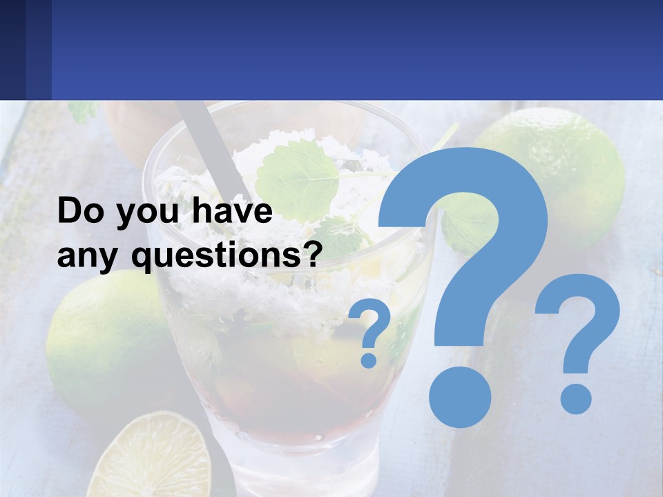 A Drink With Limes And Ice On A Wooden Table PowerPoint Template