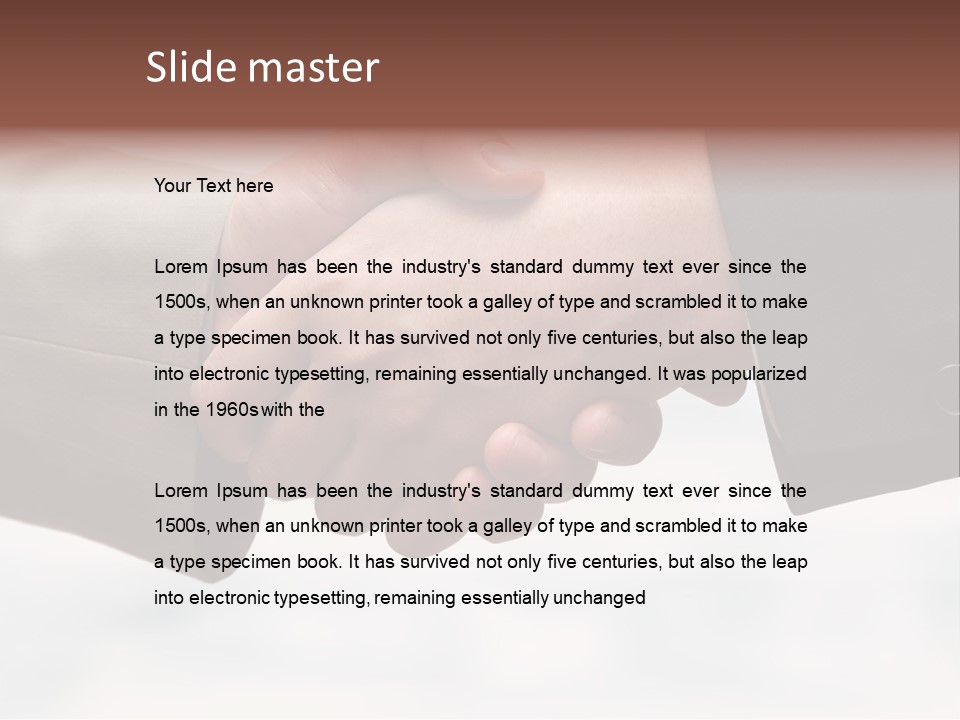 Two People Shaking Hands In Front Of A White Background PowerPoint Template