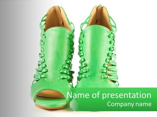 A Pair Of Green High Heeled Shoes Powerpoint Template PowerPoint Template