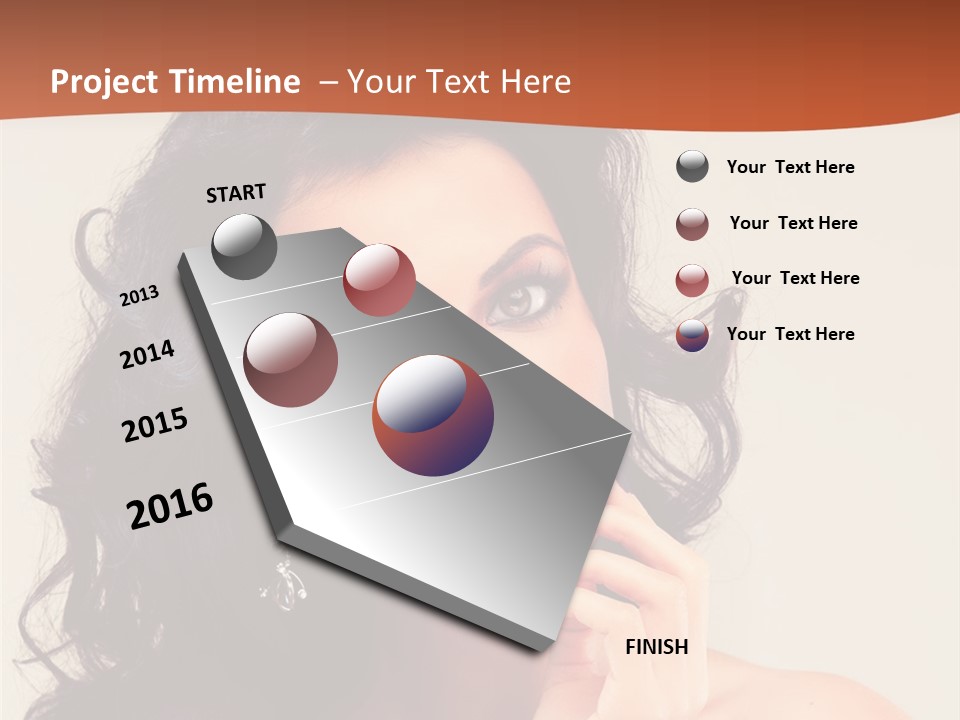 A Beautiful Woman With Long Hair Posing For A Picture PowerPoint Template