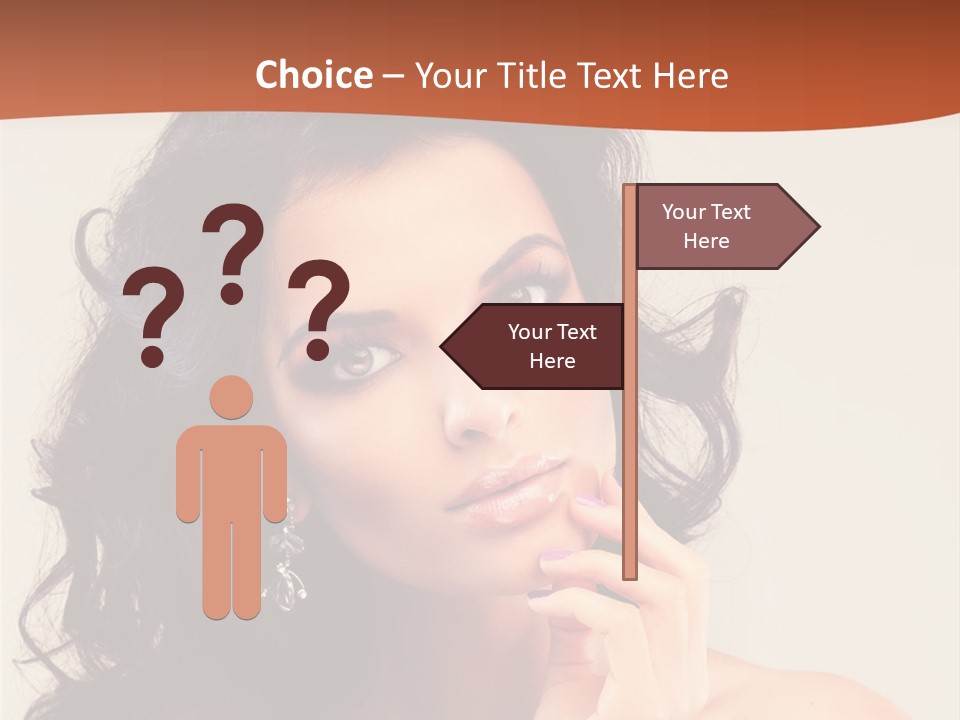 A Beautiful Woman With Long Hair Posing For A Picture PowerPoint Template