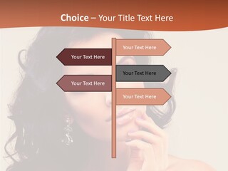 A Beautiful Woman With Long Hair Posing For A Picture PowerPoint Template