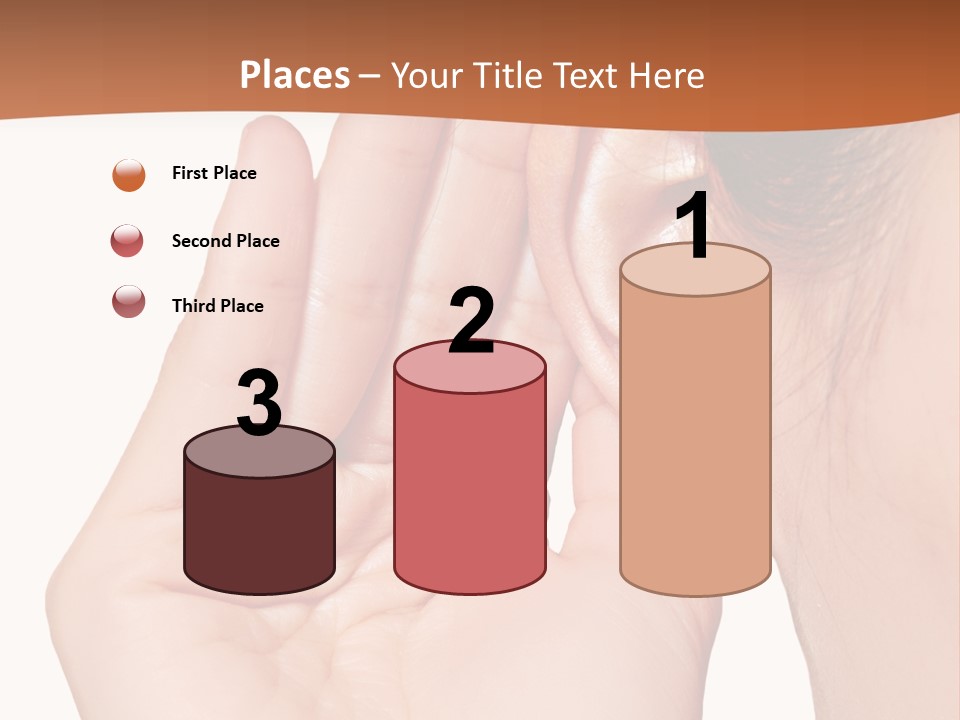 A Woman Holding Her Ear Up To Her Ear PowerPoint Template