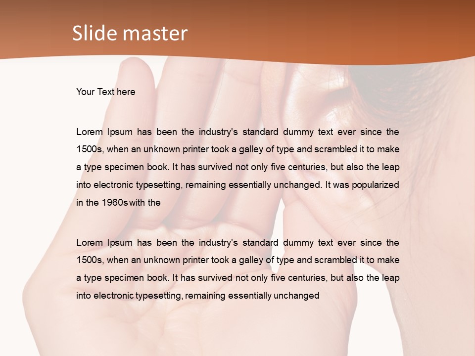 A Woman Holding Her Ear Up To Her Ear PowerPoint Template