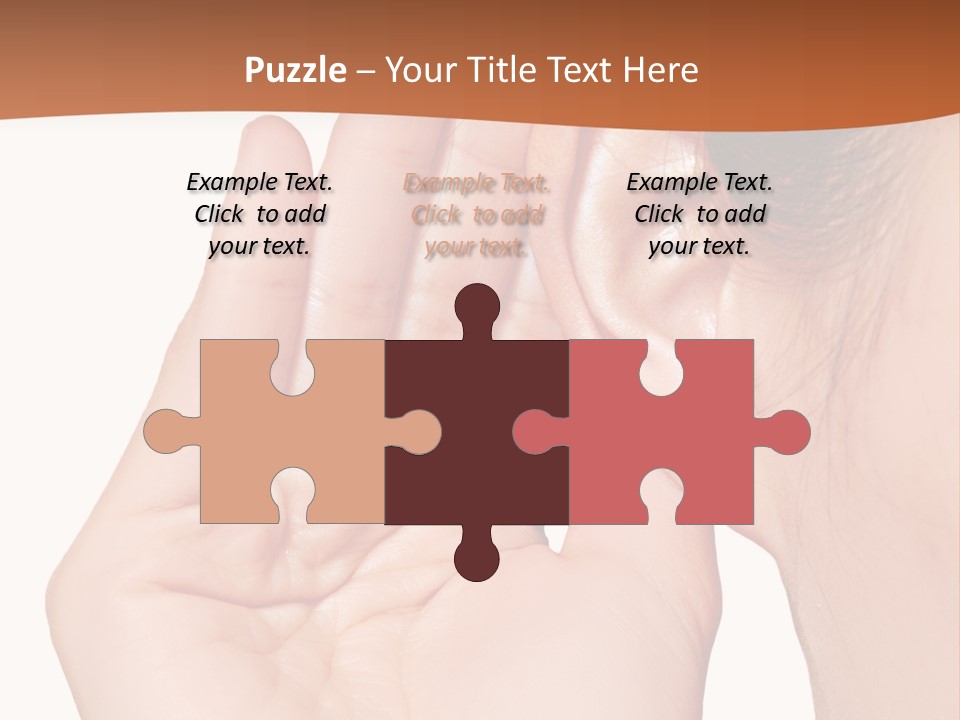 A Woman Holding Her Ear Up To Her Ear PowerPoint Template