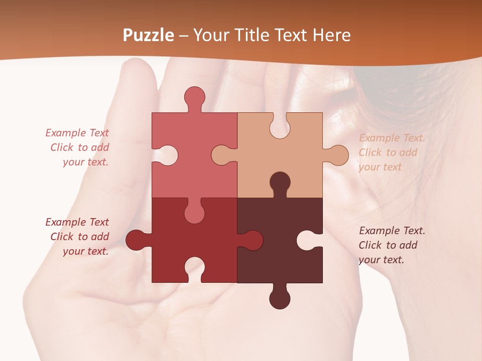 A Woman Holding Her Ear Up To Her Ear PowerPoint Template