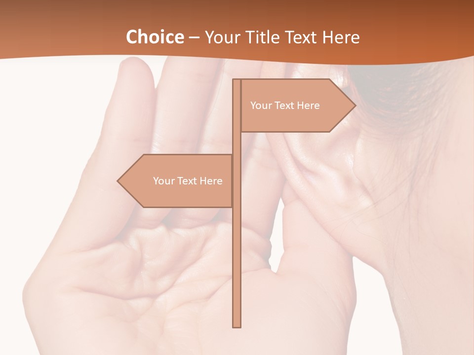 A Woman Holding Her Ear Up To Her Ear PowerPoint Template
