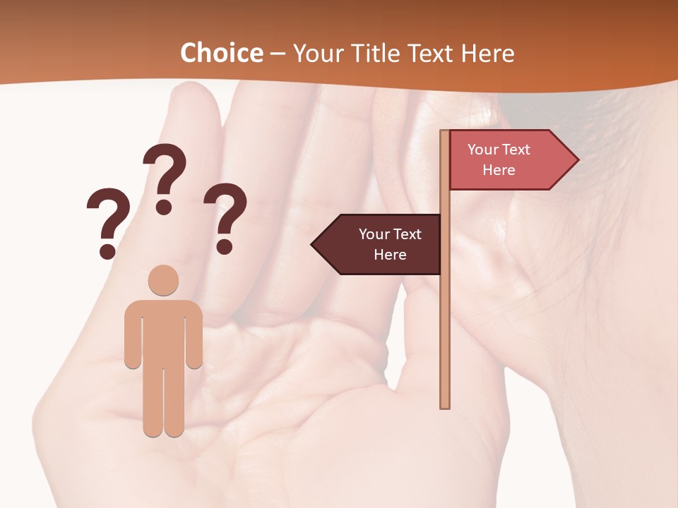 A Woman Holding Her Ear Up To Her Ear PowerPoint Template