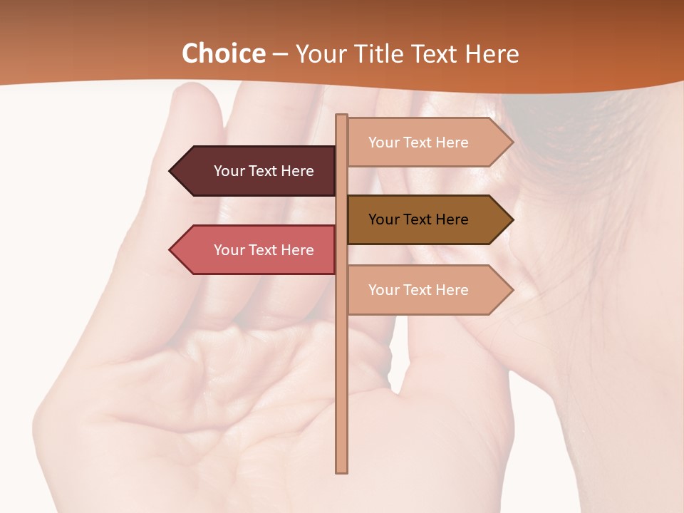 A Woman Holding Her Ear Up To Her Ear PowerPoint Template