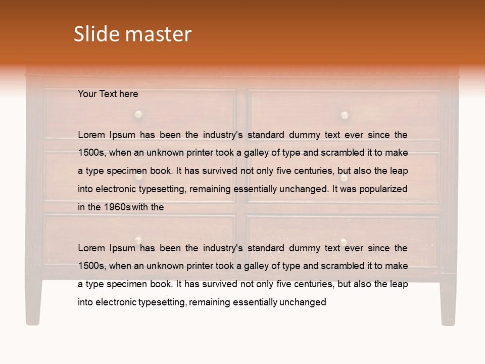 A Wooden Dresser With Many Drawers And Knobs PowerPoint Template