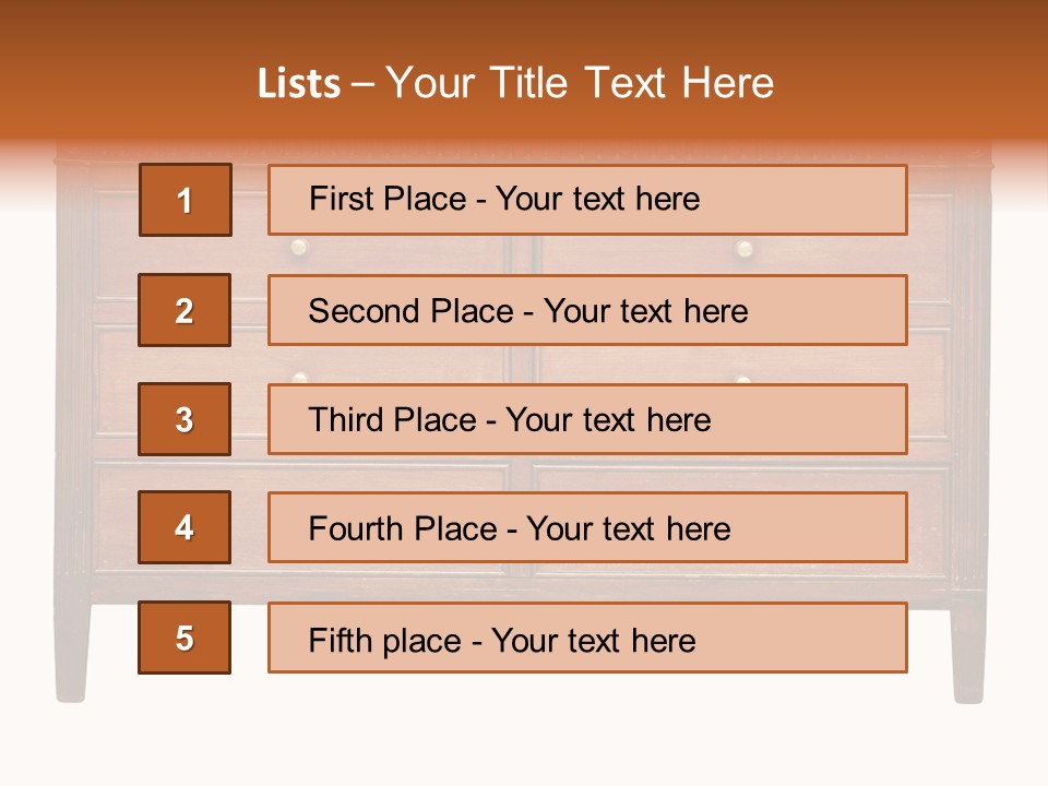 A Wooden Dresser With Many Drawers And Knobs PowerPoint Template