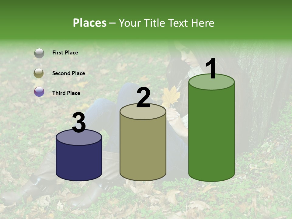 A Woman Sitting Under A Tree Holding A Leaf PowerPoint Template