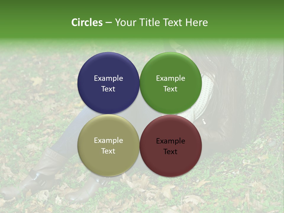 A Woman Sitting Under A Tree Holding A Leaf PowerPoint Template