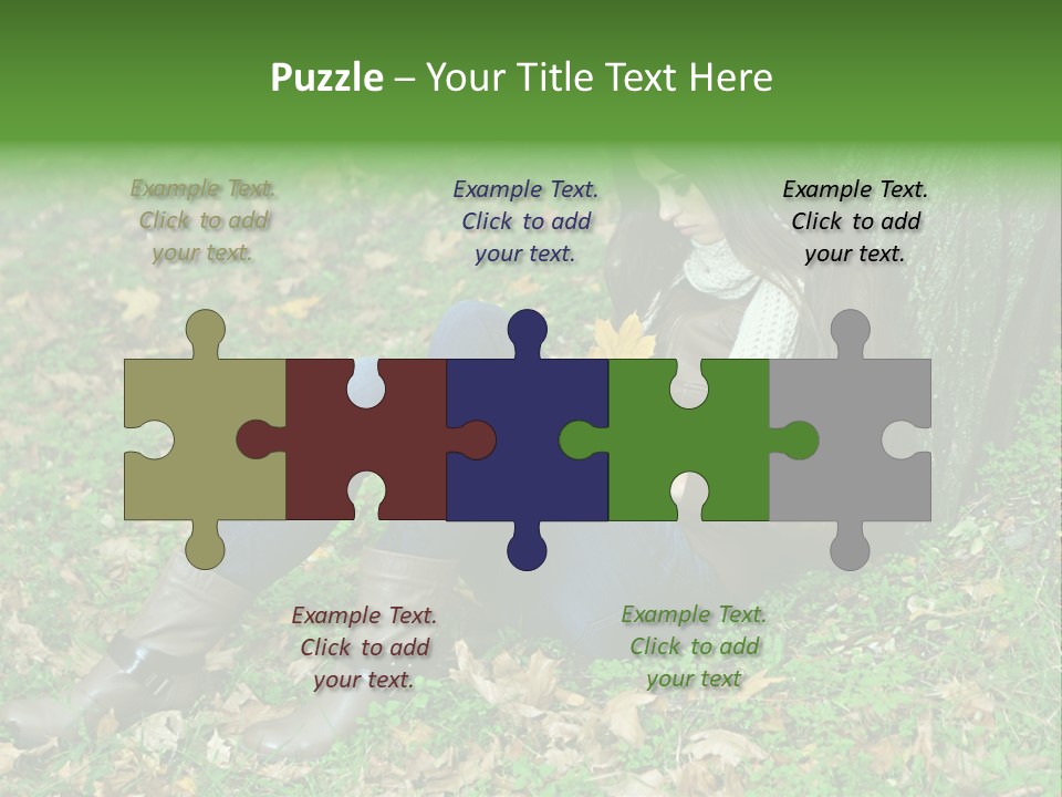 A Woman Sitting Under A Tree Holding A Leaf PowerPoint Template