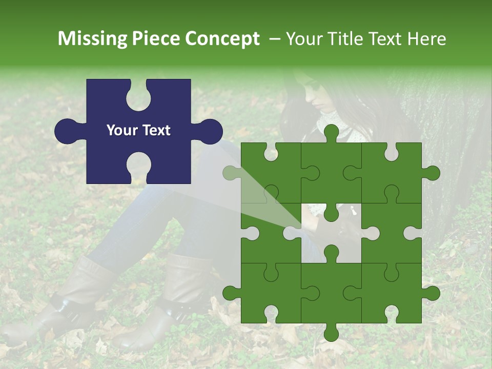 A Woman Sitting Under A Tree Holding A Leaf PowerPoint Template