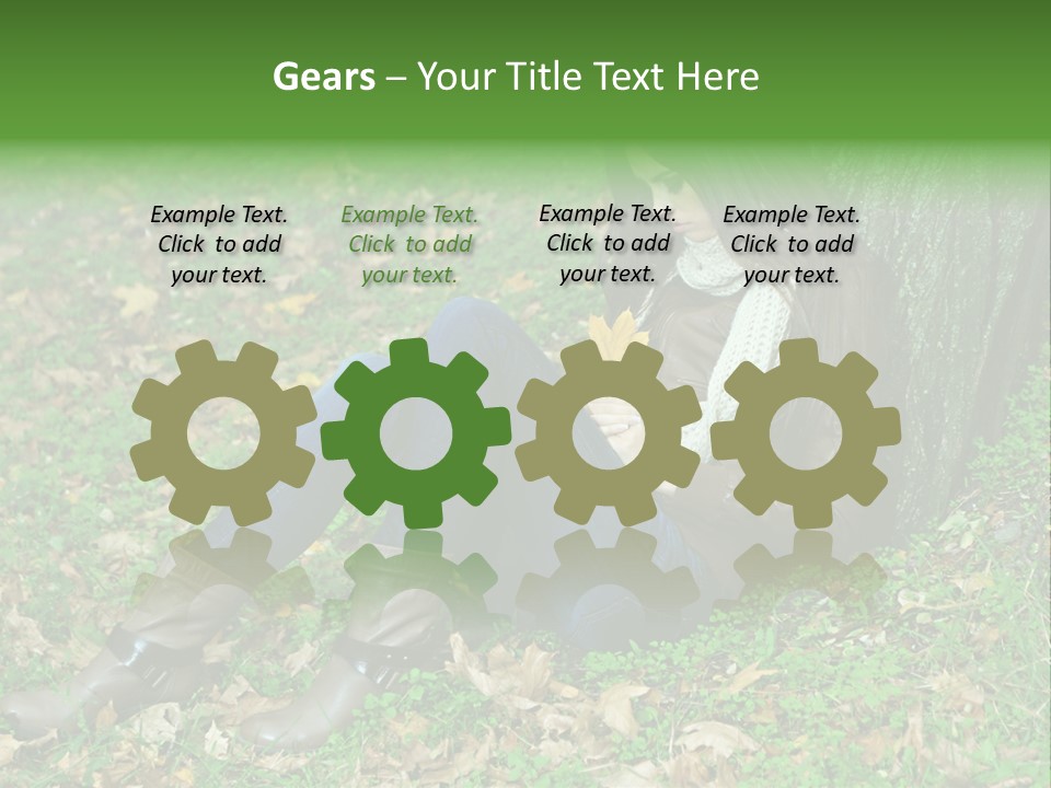 A Woman Sitting Under A Tree Holding A Leaf PowerPoint Template