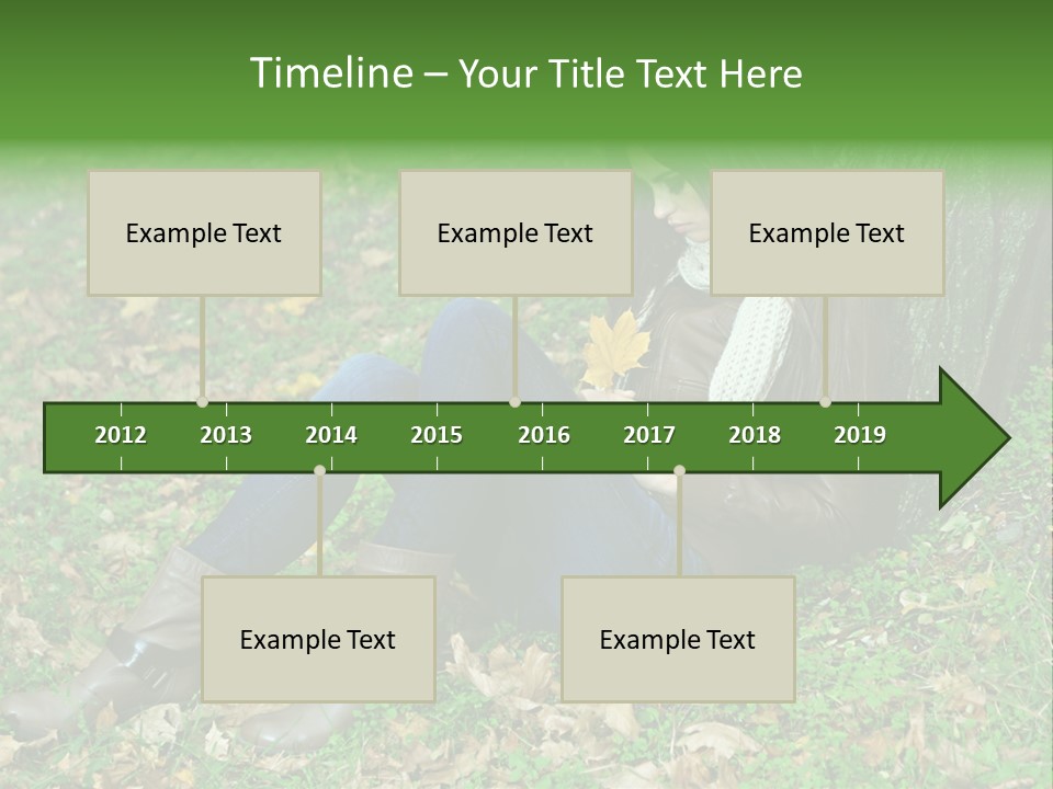 A Woman Sitting Under A Tree Holding A Leaf PowerPoint Template