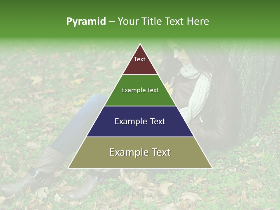 A Woman Sitting Under A Tree Holding A Leaf PowerPoint Template