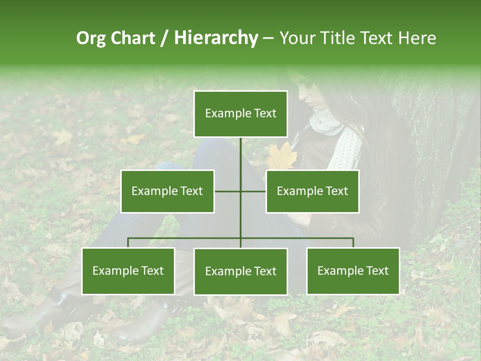 A Woman Sitting Under A Tree Holding A Leaf PowerPoint Template