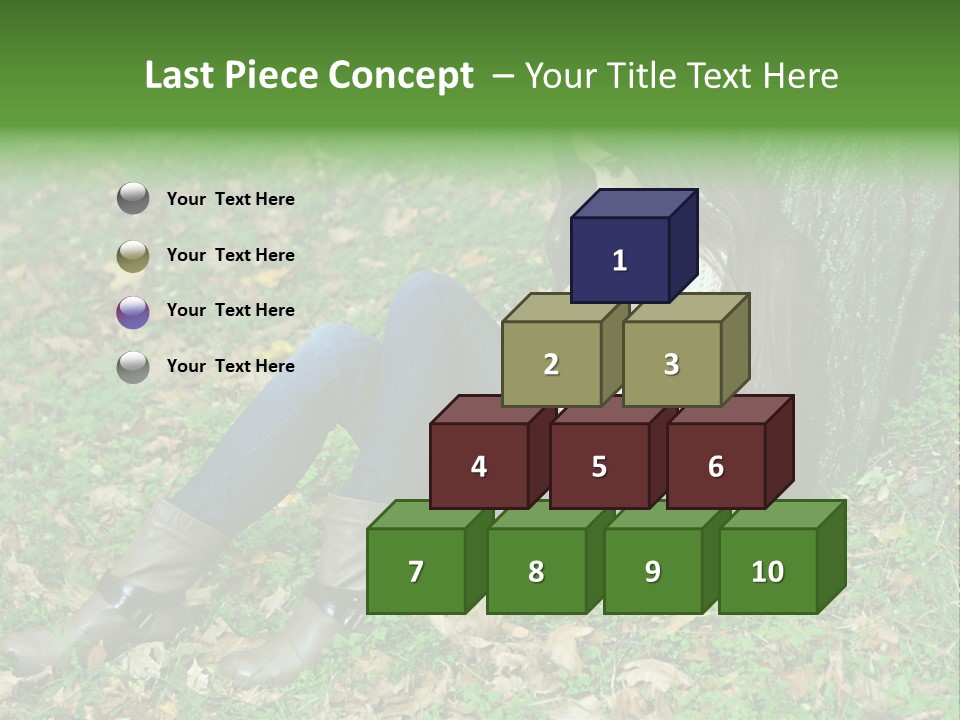 A Woman Sitting Under A Tree Holding A Leaf PowerPoint Template