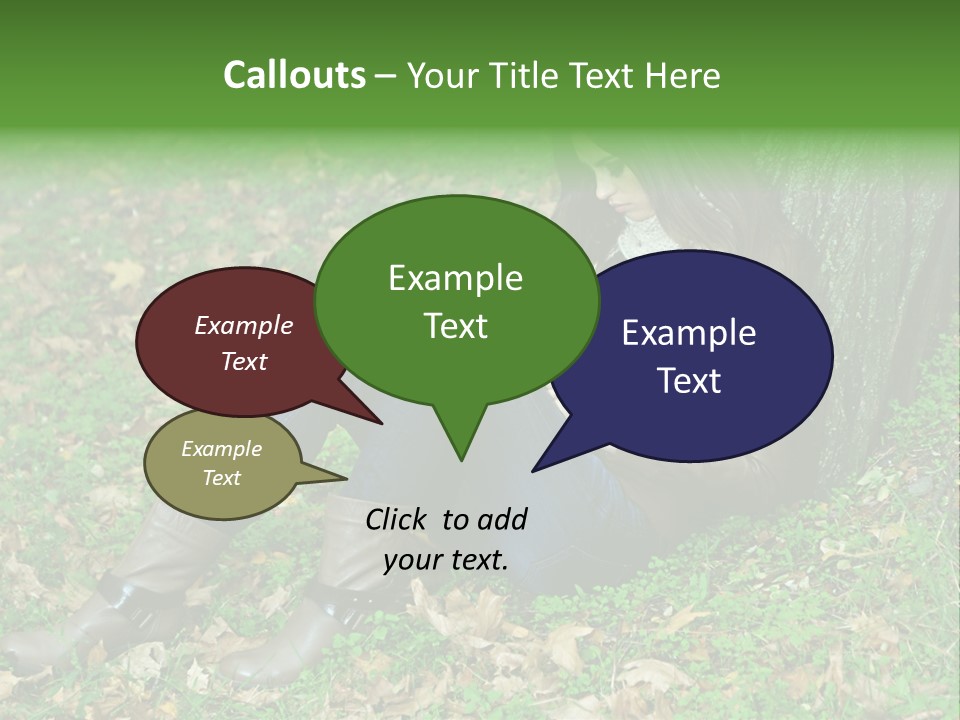 A Woman Sitting Under A Tree Holding A Leaf PowerPoint Template