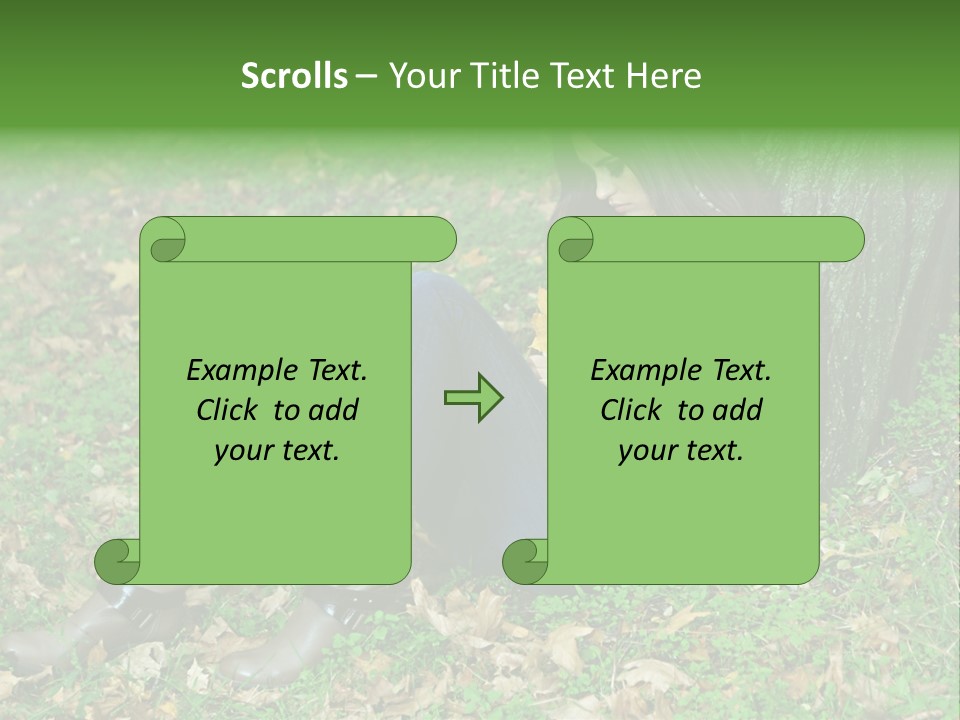 A Woman Sitting Under A Tree Holding A Leaf PowerPoint Template