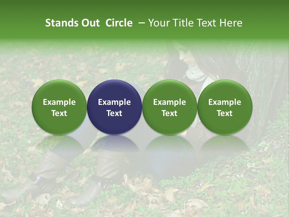 A Woman Sitting Under A Tree Holding A Leaf PowerPoint Template