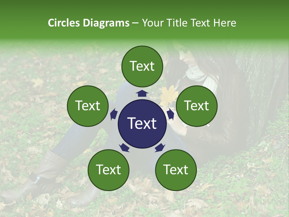 A Woman Sitting Under A Tree Holding A Leaf PowerPoint Template