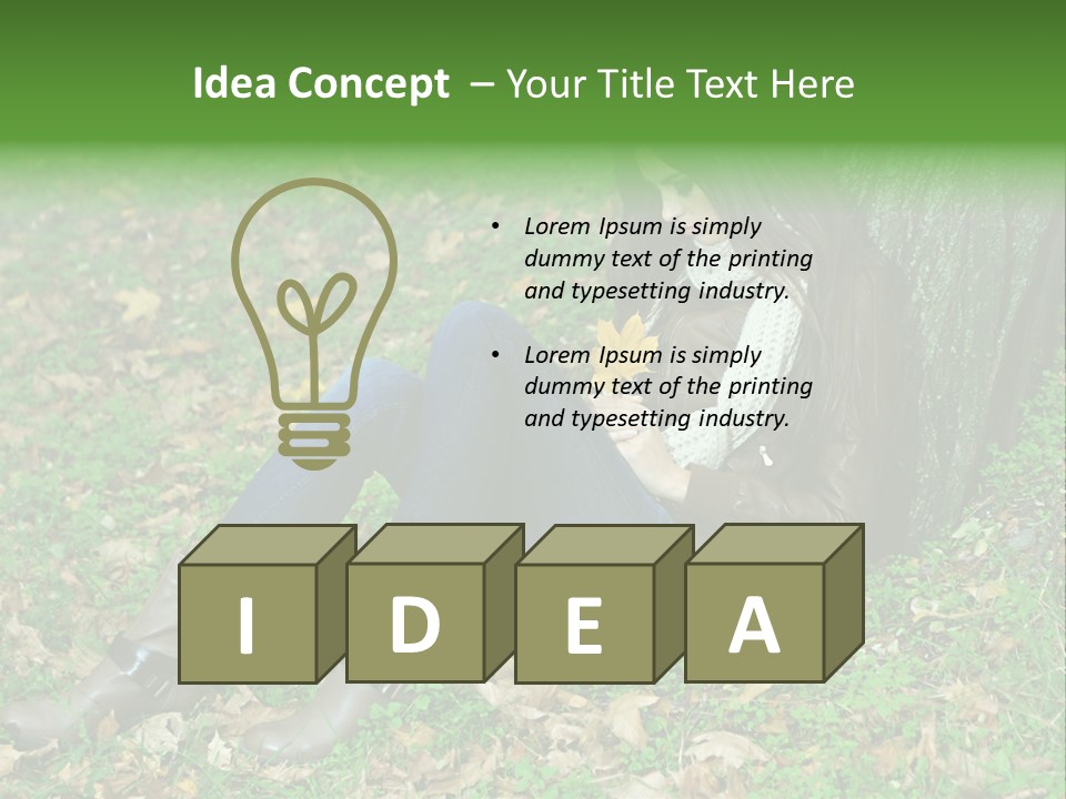 A Woman Sitting Under A Tree Holding A Leaf PowerPoint Template