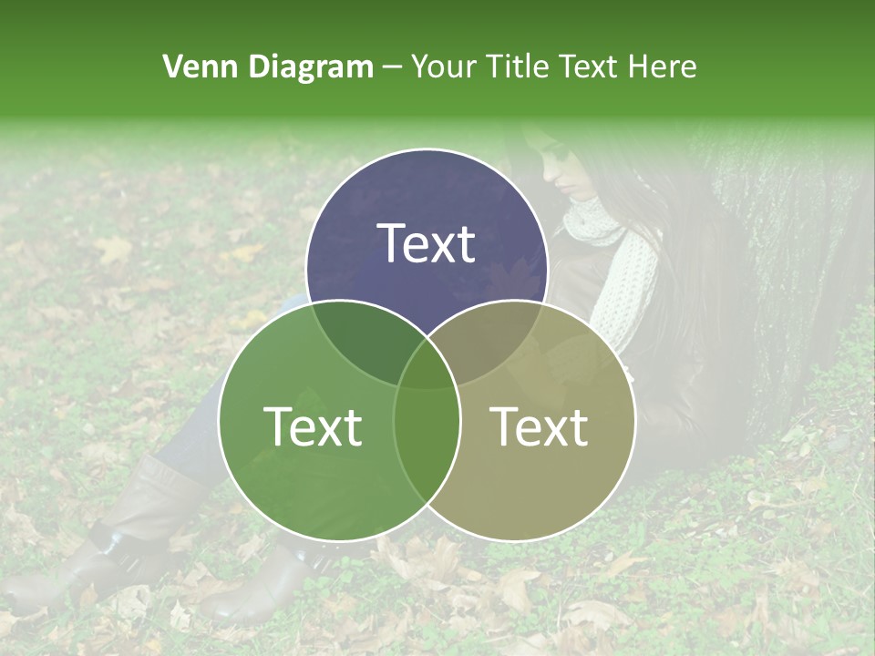 A Woman Sitting Under A Tree Holding A Leaf PowerPoint Template
