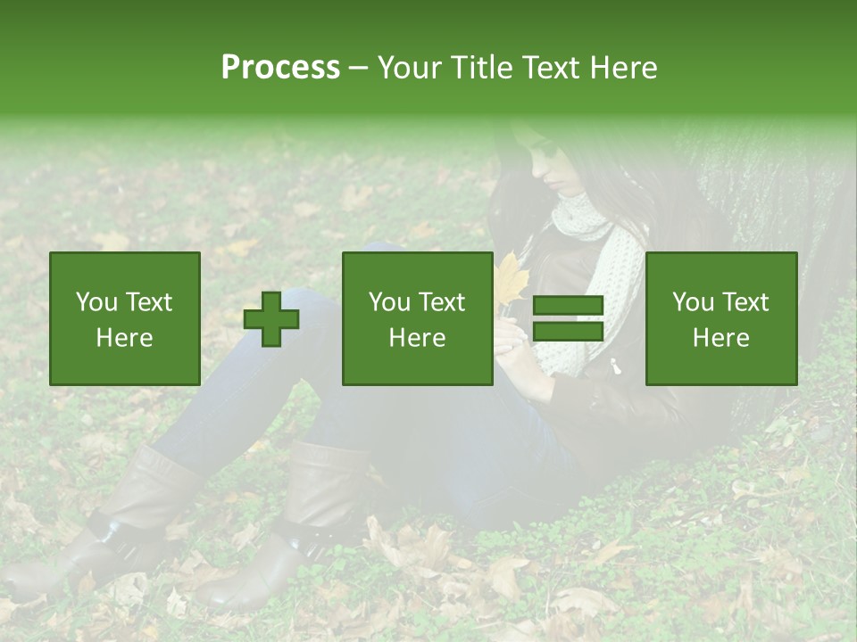 A Woman Sitting Under A Tree Holding A Leaf PowerPoint Template