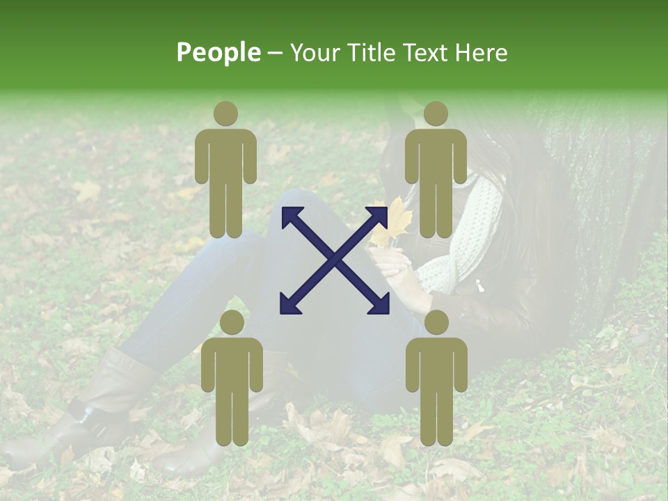 A Woman Sitting Under A Tree Holding A Leaf PowerPoint Template