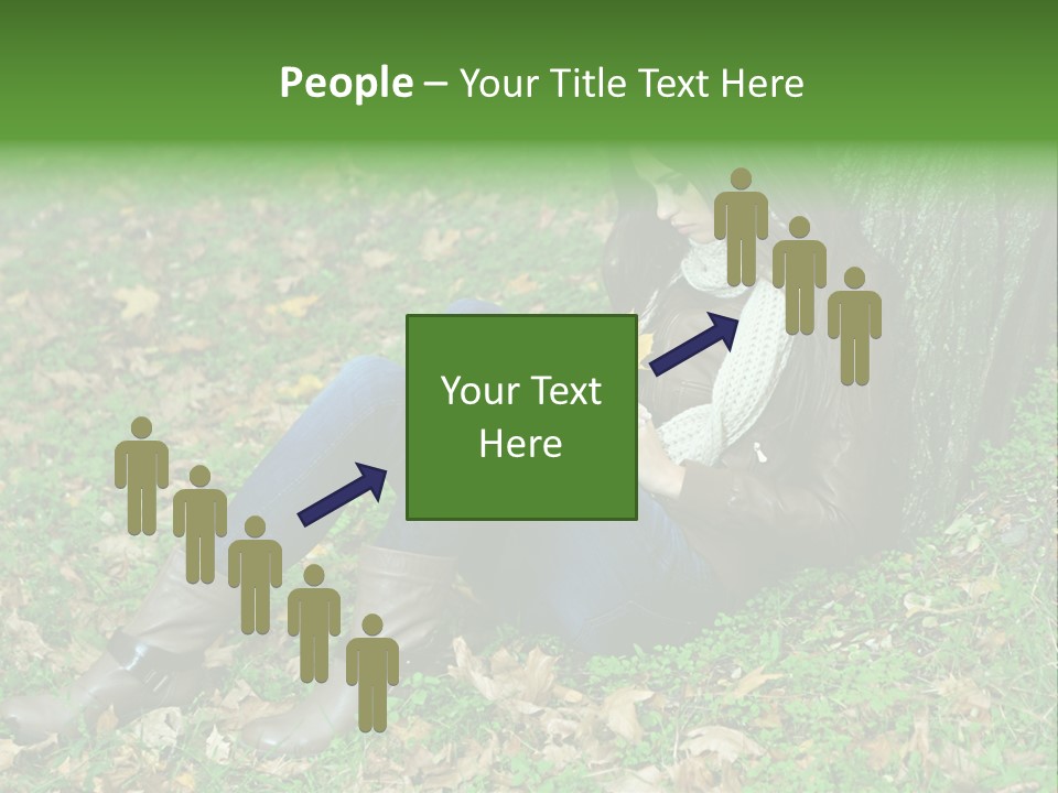 A Woman Sitting Under A Tree Holding A Leaf PowerPoint Template